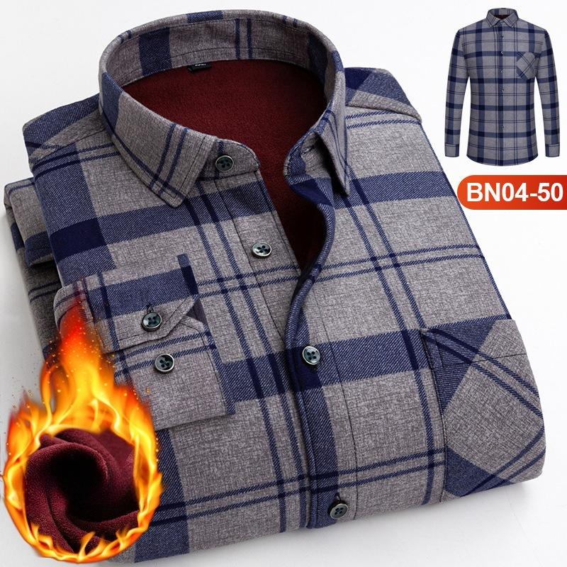 Winter Sherpa Lined Flannel Shirt Jackets for Men Long Sleeve Button Down Fleece Dress Shirts Men's Casual Warm Comfortable Thermal Shirt With Pockets