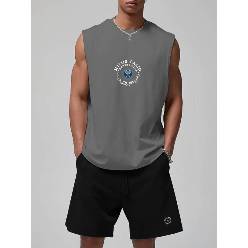 Летний Комплект для Активного Отдыха и Спорта из Полиэстера Графический Топ-Майка и Шорты Влагоотводящий Спортивный Костюм S