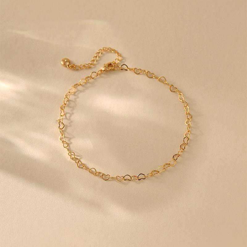 Heart Shaped Gold Plated Minimalist Light Luxury Womens Anklet