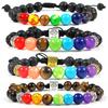 8mm Volcanic Stone Tree of Life Bracelet with Tiger Eye & Seven-Color Stones for Yoga Practice