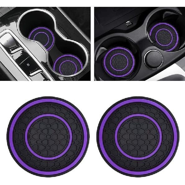 2PCS Car Cup Holder Coasters, 2.75 Inch Auto Non-Slip Anti Dust Cup Mats, Console Cup Holder Insert Coaster Auto Insulated Mats, Universal Interior