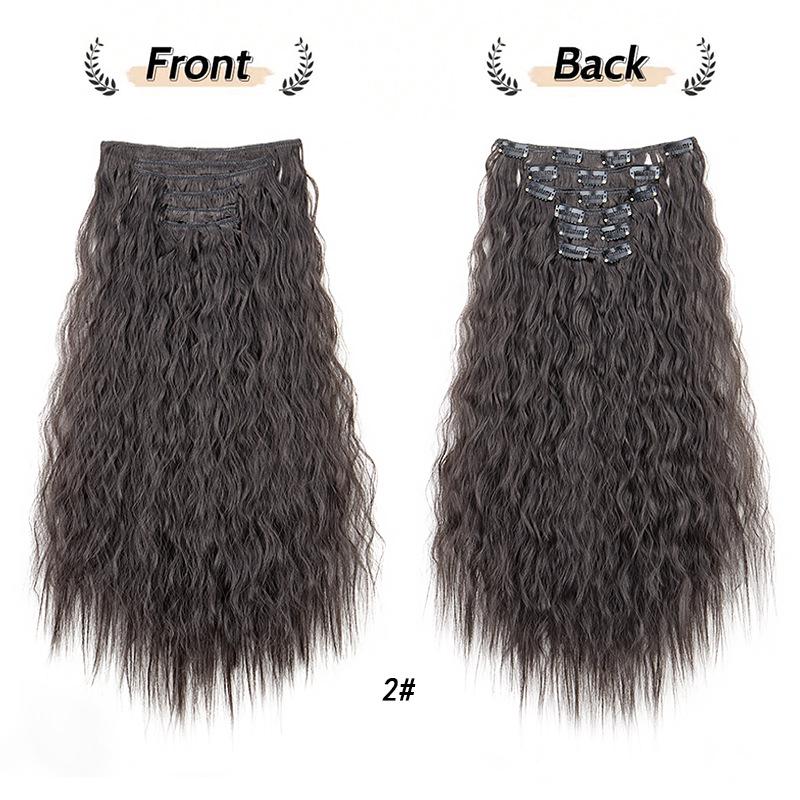 6-Piece Curly Clip-in Hair Extensions Set - Water Wave Volume Boost with 16 Clips
