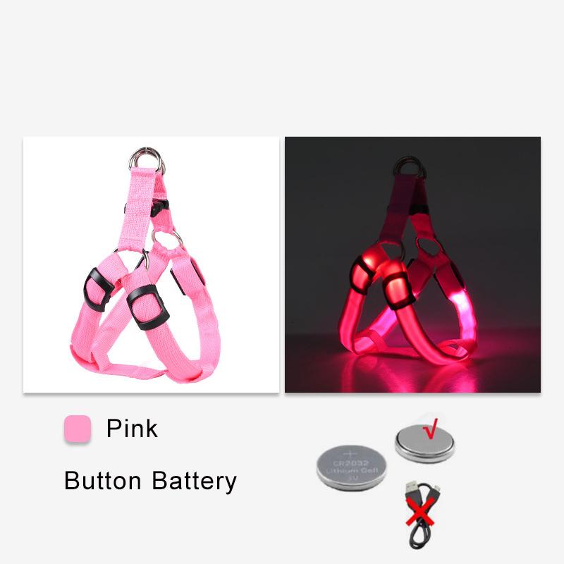 Pet Harness LED Dog Harness Nylon Cat Harness Night Safety Glowing Pet Vest Adjustable Luminous Dog Vest Dog Products