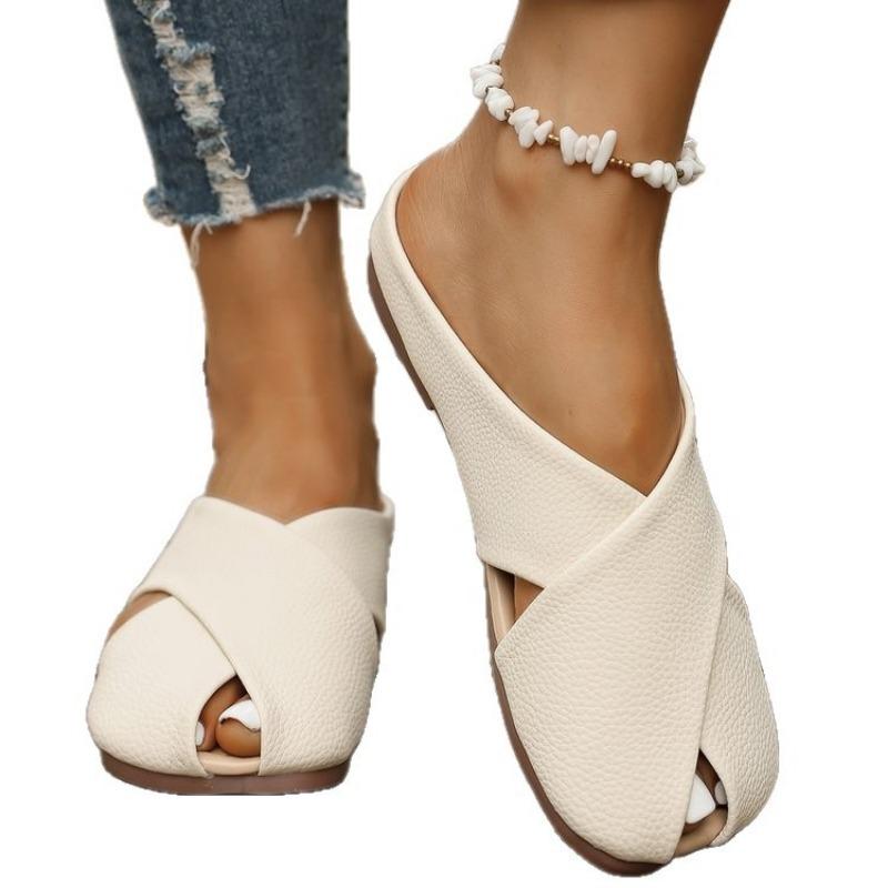 Neue Damenschuhe mit Zehenkappe, Halbschlupf, Flacher Öffnung, Einzelner Schuh, Weicher Sohle und Ein-Fuß-Sandalen