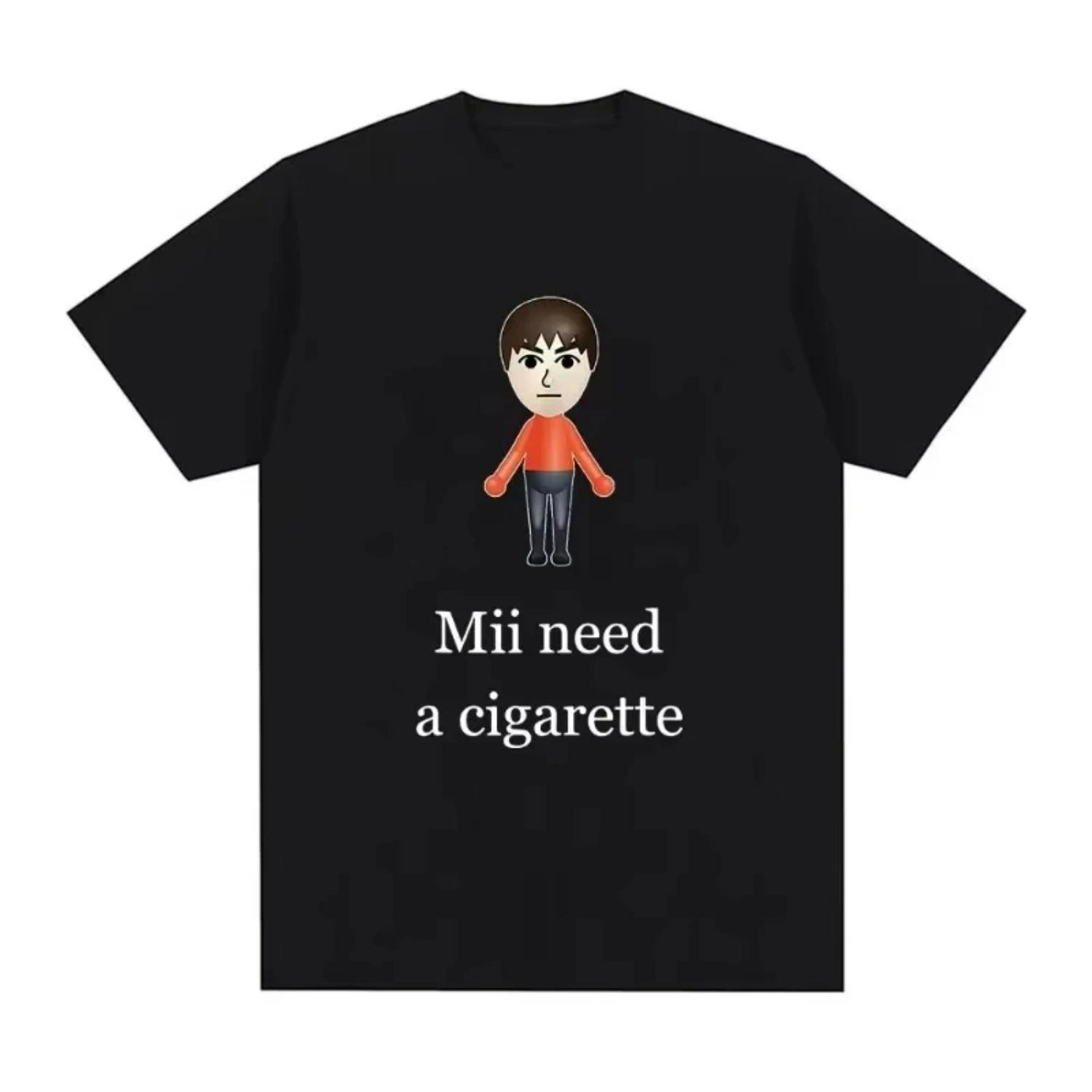 

Забавная футболка Mii Need A Cigarette Мужская мода Футболки с коротким рукавом Графическая футболка на День квартета парикмахеров Оверсайз Унисекс S разноцветный
