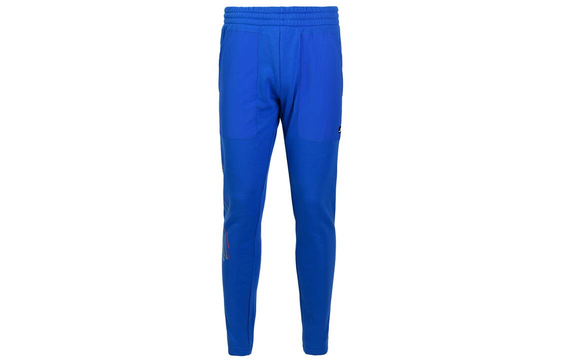 Li Ning Badminton Collection Knitted Sweatpants Men s Crystal Blue Thickened Tapered Pants AKLQ809-2 L