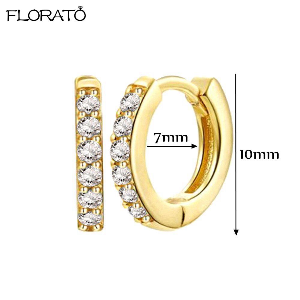 925 Silver Needle Crystal 9mm Small Hoop Earrings for Women Minimal Huggie Earrings Colorful Zircon Piercing Earrings Jewelry