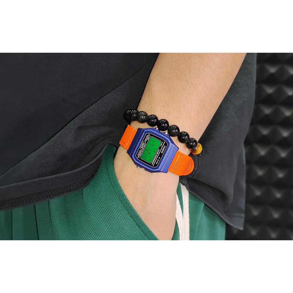 CASIO Custom Collection Quartz Movement Nylon Strap Watch Men's Watches Black Dial F-91WM-2A(Watch5--)