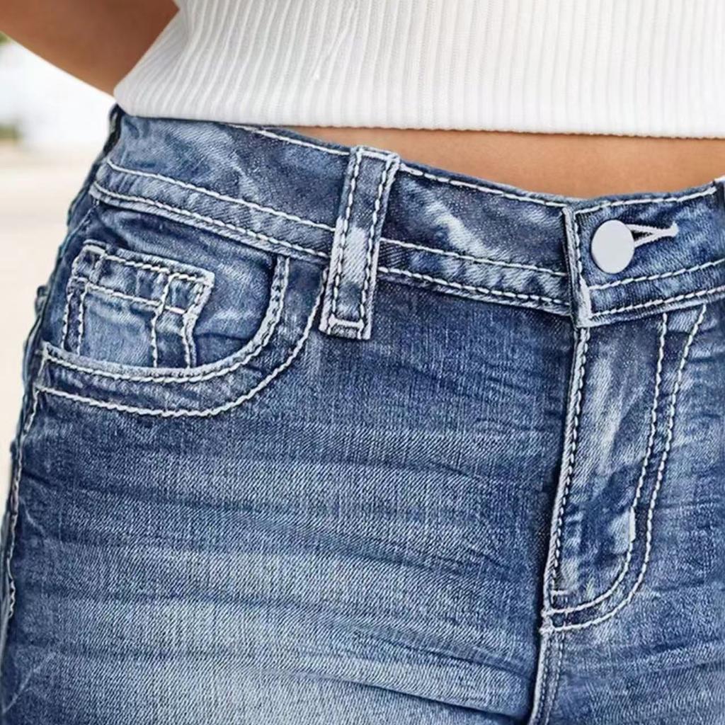 Women Baggy Mid Waist Jeans Wide Leg Loose Denim Pants Straight Leg Cropped Barrel Jeans