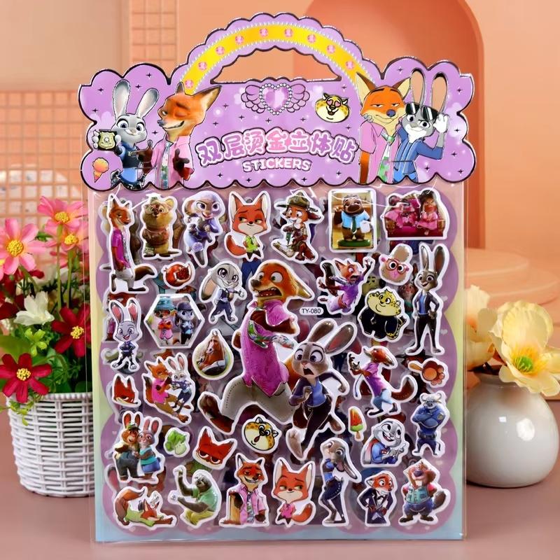 Zootopia Nick Judy3D Stereo Cartoon Double-Layer Sticker Animated Movie Merchandise Peripheral Mobile Phone Refrigerator Sticker