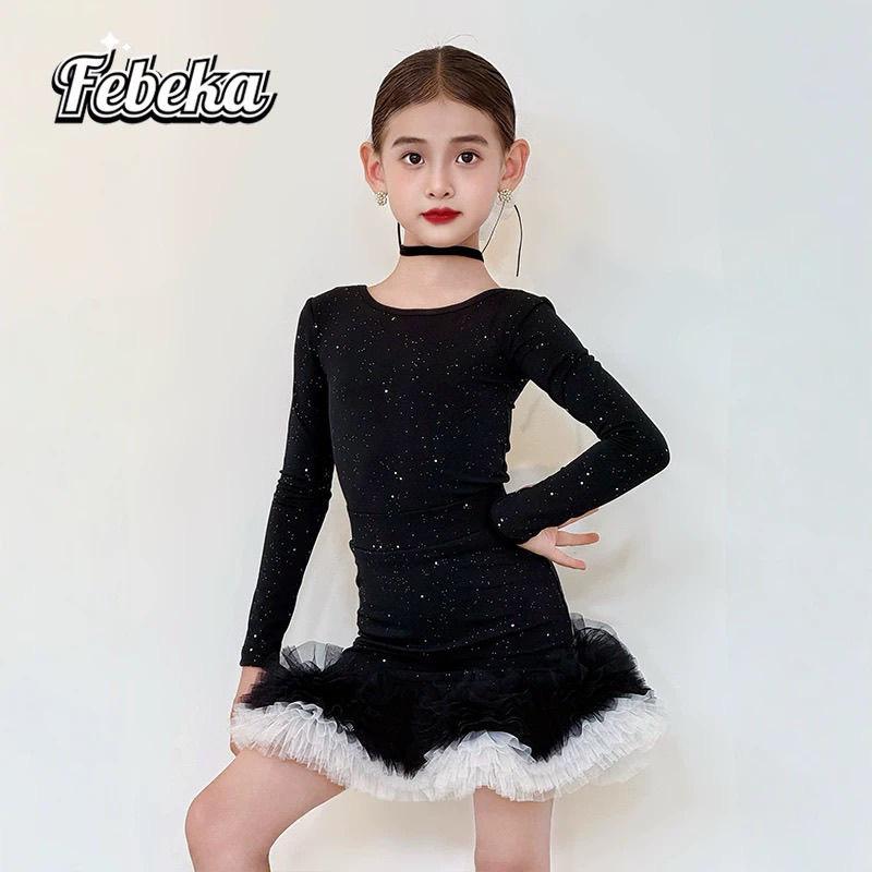 

Одежда для line dance современный танец платье для выступлений 2025 черные блестящие латинские платья для соревнований по танцам платье для современной танцовщицы 120 чёрный