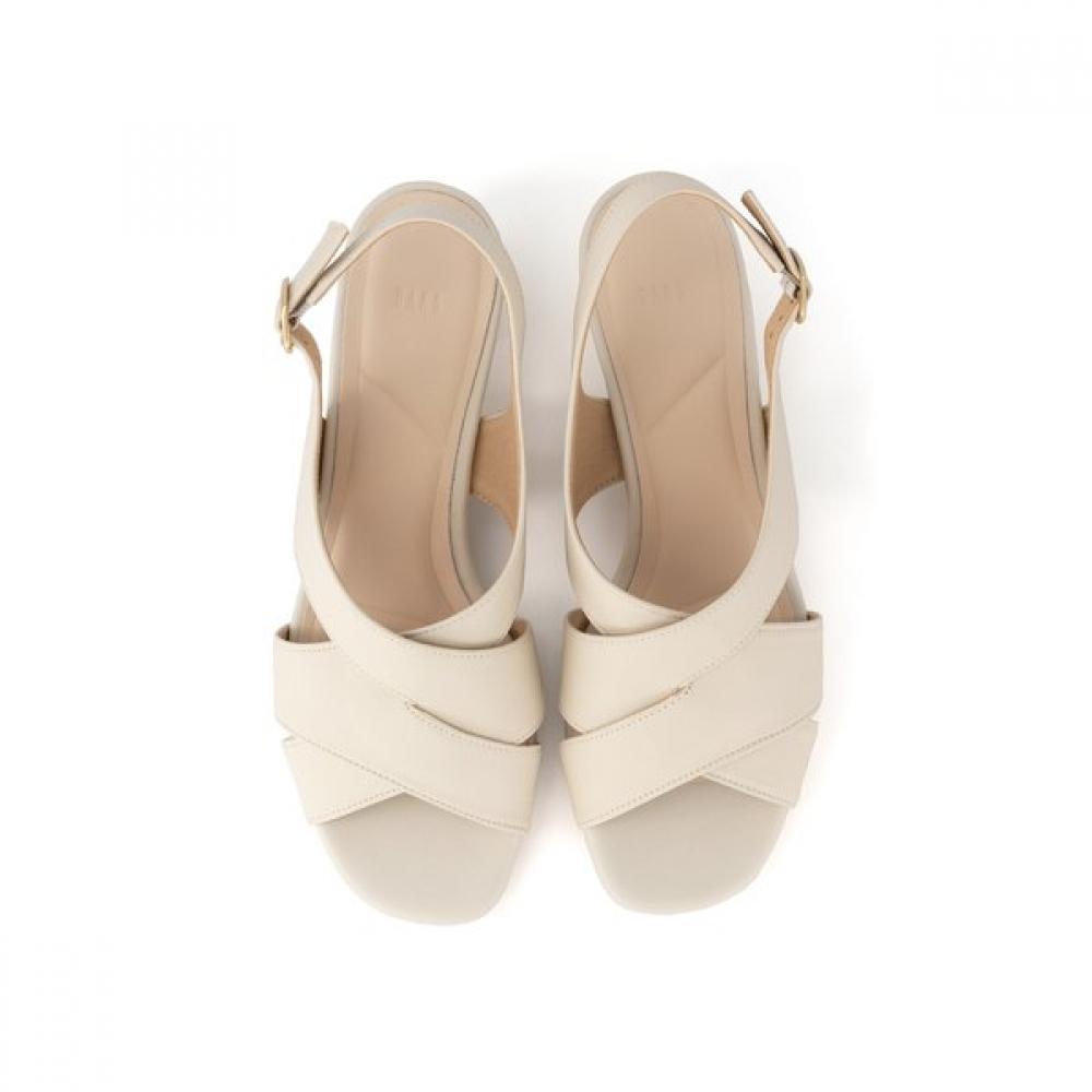Daks 4cm Cross Leather Semi Dress Sandals Dld301 Ivory