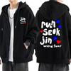 Jin Runseokjin World Tour Clothing Men Women NEW Casual Hoodie Coat Fleece Hip Hop Zip Up Jacket Vintage Hip Hop Streetwear