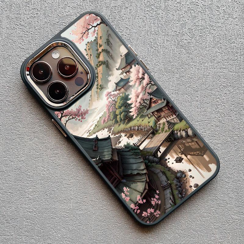 Chinese Style Landscape Painting Phone Case For Iphone 13 12 Pro Max 15 14 Pro Max Plus 11 XR XS X 15 14 7 8 Plus Silicone Cover