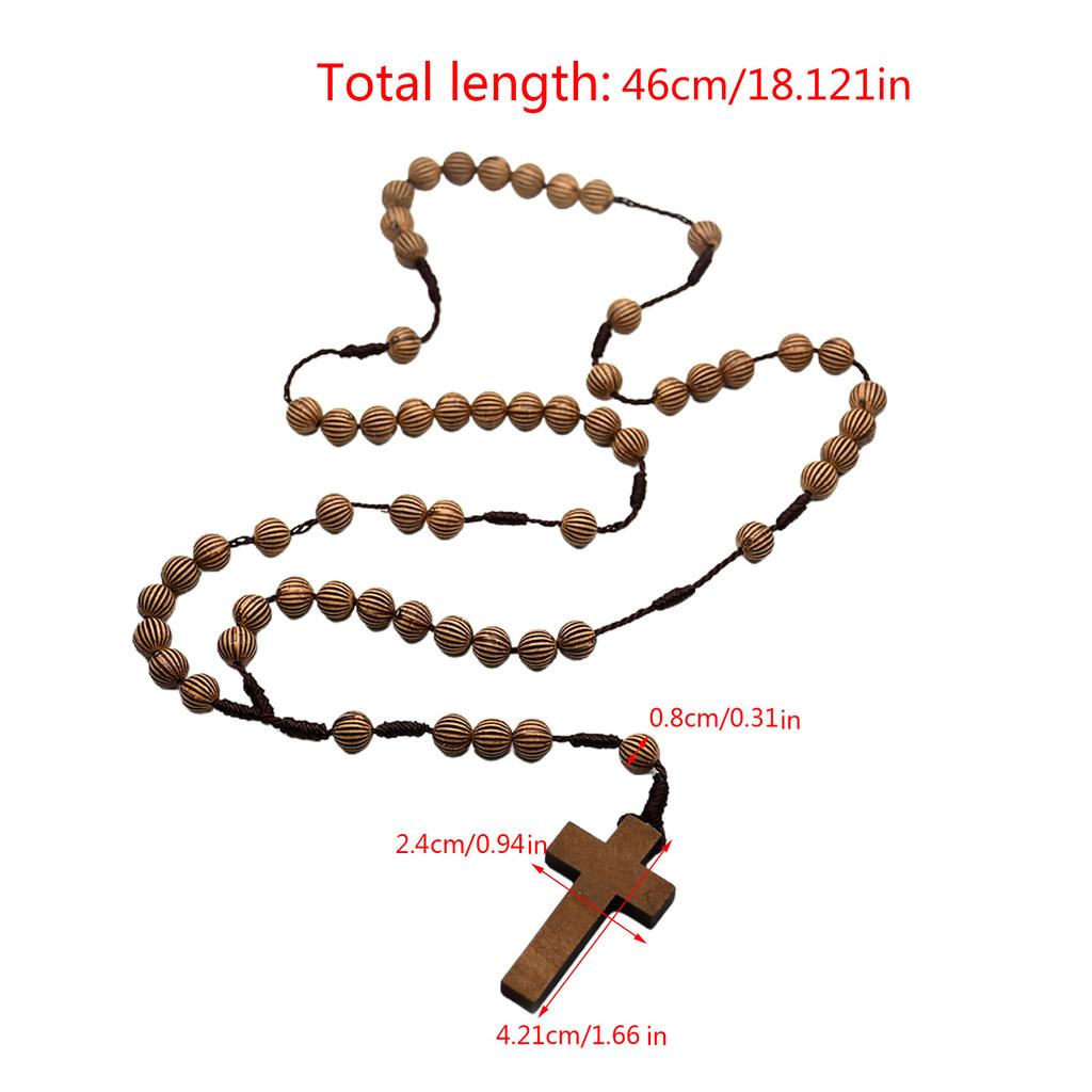 Catholic Rosary Bead with Cross Wood Beads Christening Favor for Confirmation