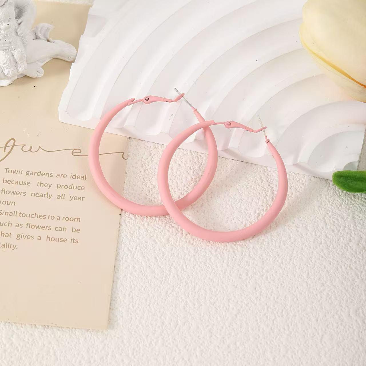 

Liu Yifei Rose Versatile Hoop Earrings: Elegant Temperament Jewelry for 2025 рожевий