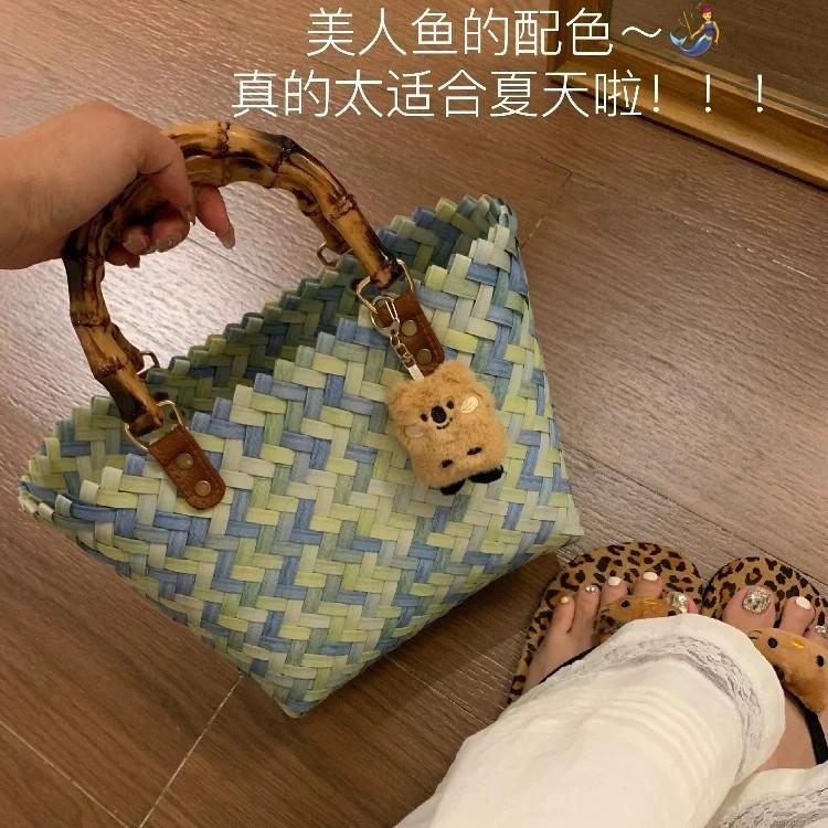 New Hand-held Straw Bag Japanese Women's Bag Daily Commute Summer Mori Foreign Style Hand-woven Bag Vegetable Basket Bag