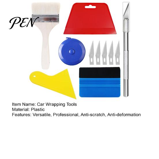 Window Tinting Application Kit 11Pcs Pro Vinyl Wrap Applicator Tool with Felt Squeegees Precision Cutting Knife Auto Glass Plastic Scraper,