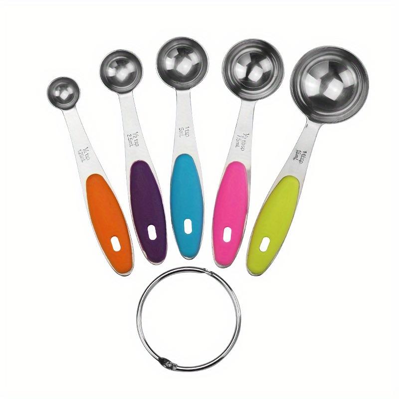 

5Pcs Stainless Steel Measuring Cup Set with Silicone Handles for Cooking and Baking 5pcs