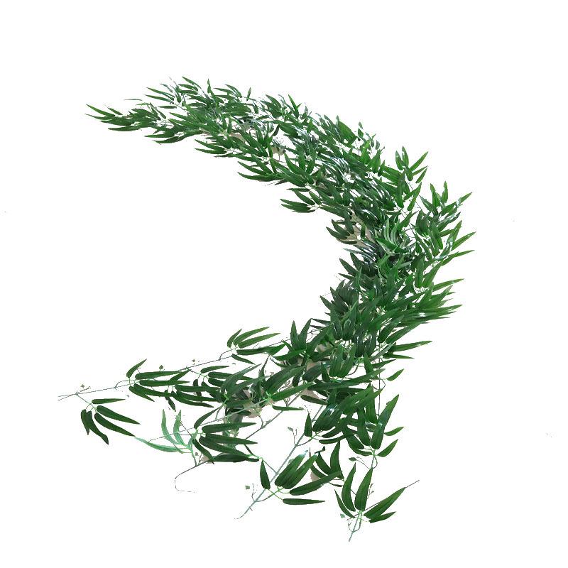 2-Meter Artificial Bamboo Leaf Garland - Green Hanging Rattan Vine for Decoration