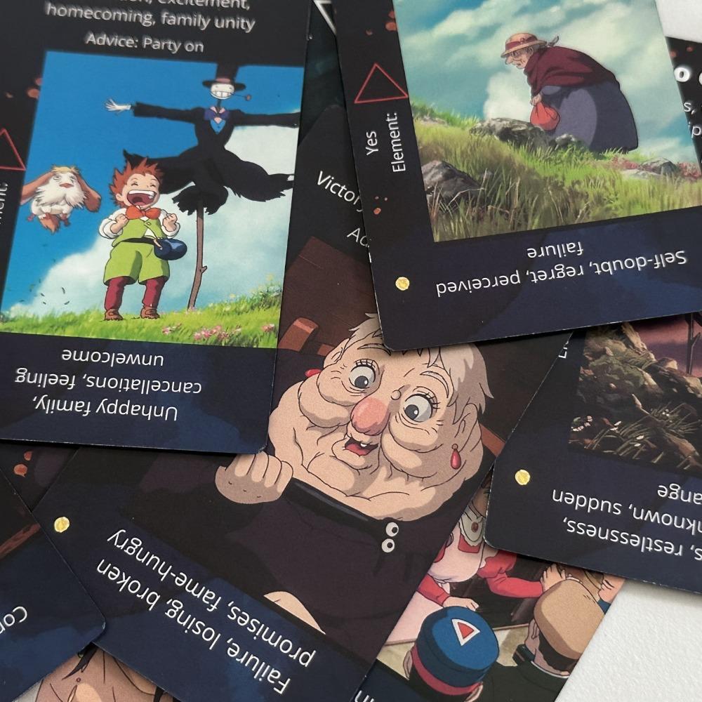 12*7cm H.ER Tarot Japanese Anime Themed 78 Pcs Cards Based On Howl's Moving Castle Ghibli Style Positive and Negative Keywords