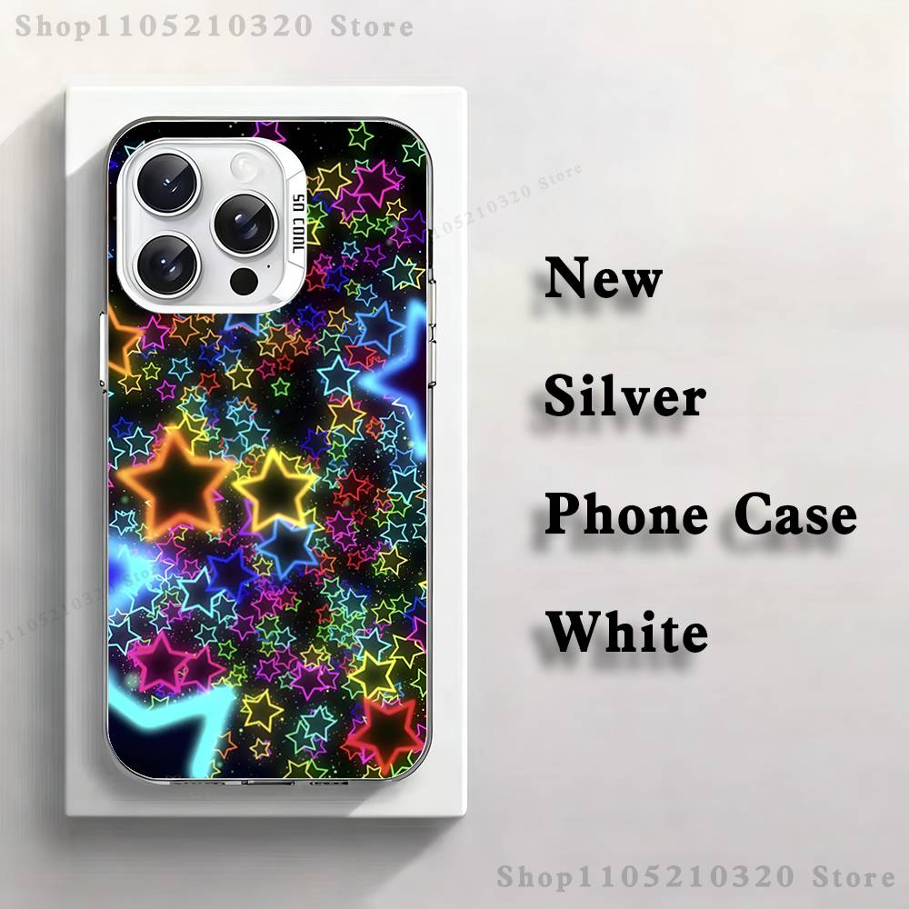

Colorful Star Phone Case For iPhone 17,16,15,14,13,12,11,Pro,Max,Plus,Mini,XS,SE Anti Fall White Matte Hard Bumper iPhone12