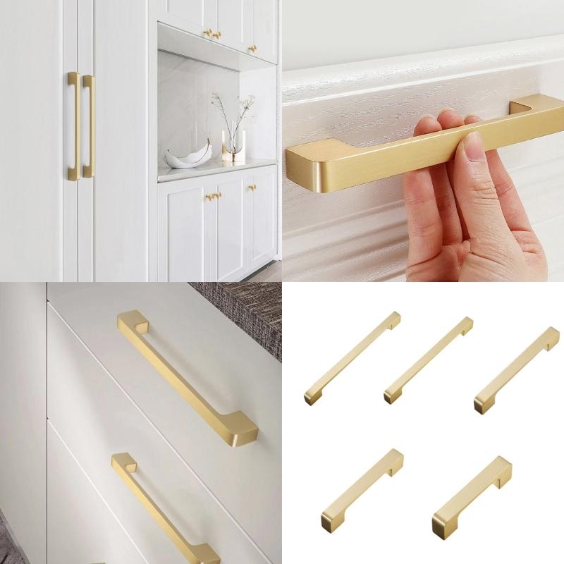 Brass Cabinet Drawer Handle Long Square Furniture Decorative Handle Cupboard Pulls Furniture Decoration Hardware