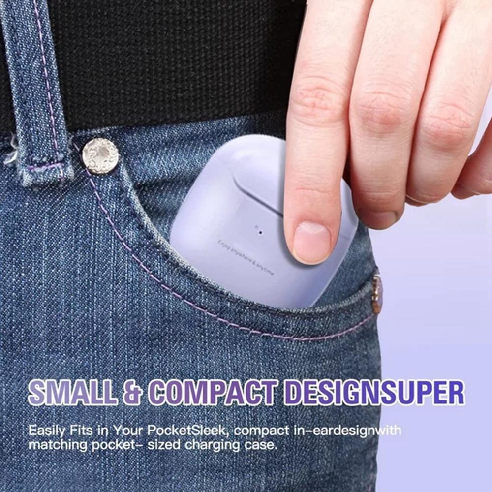 Auricolari wireless Viola Bluetooth 5.3 Cancellazione del rumore Auricolari dente blu Auricolari wireless TWS con custodia di ricarica per iPhone Android