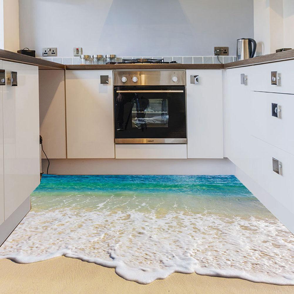 Add A Splash To Your Space With 3D Beach Ocean Floor Stickers Demonstrating Great Adhesive Strength And Durability