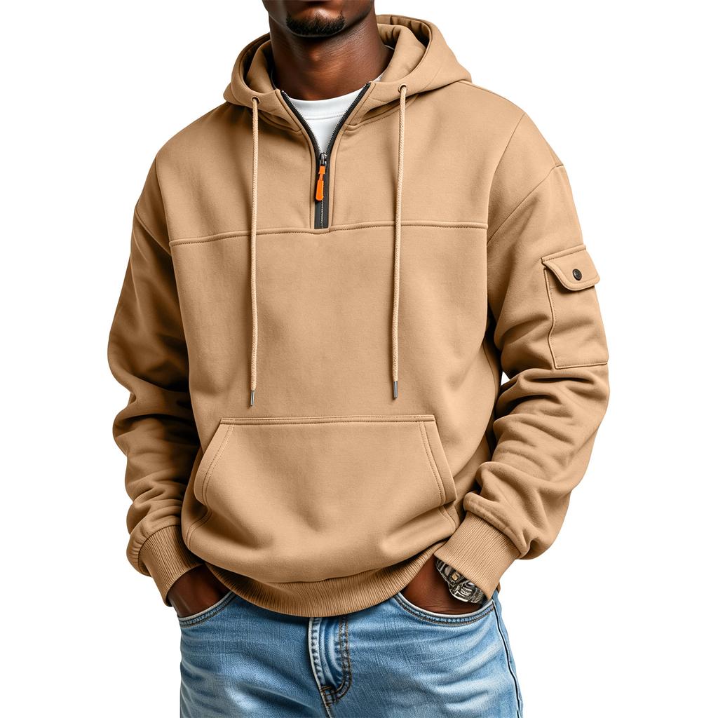 Men's Hooded Sweatshirt with Arm Pocket, Long Sleeve Pullover for Casual Everyday Wear