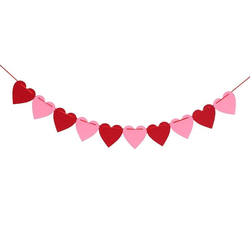 Valentinstag Hängende Banner Girlande Wimpelkette Rotes Herz Papierbanner Türhänger Schmuck Hochzeit Geburtstag Party Dekoration