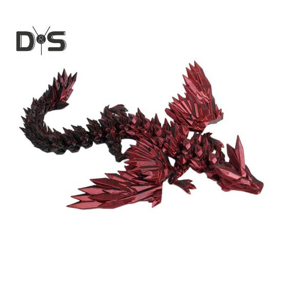 

3D-печатная фигурка летающего дракона, фигурка крылатого дракона, подвижные суставы, шарнирная модель дракона, игрушка-фиджет, украшение красный черный