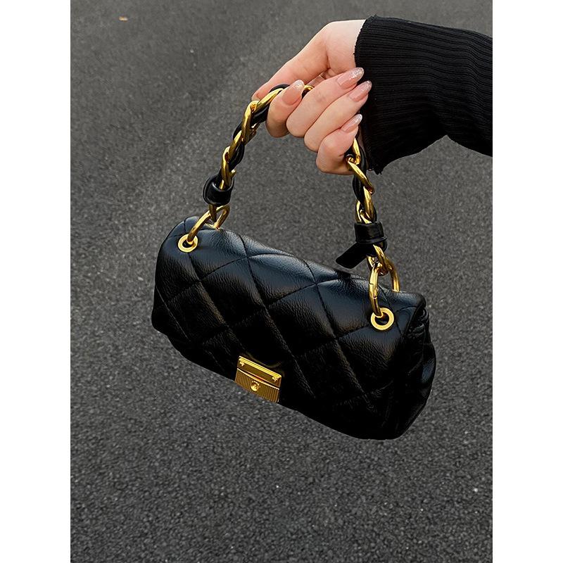 Black Exquisite Chain Small Bag Women's New Popular High-end Messenger Small Square Bag Women