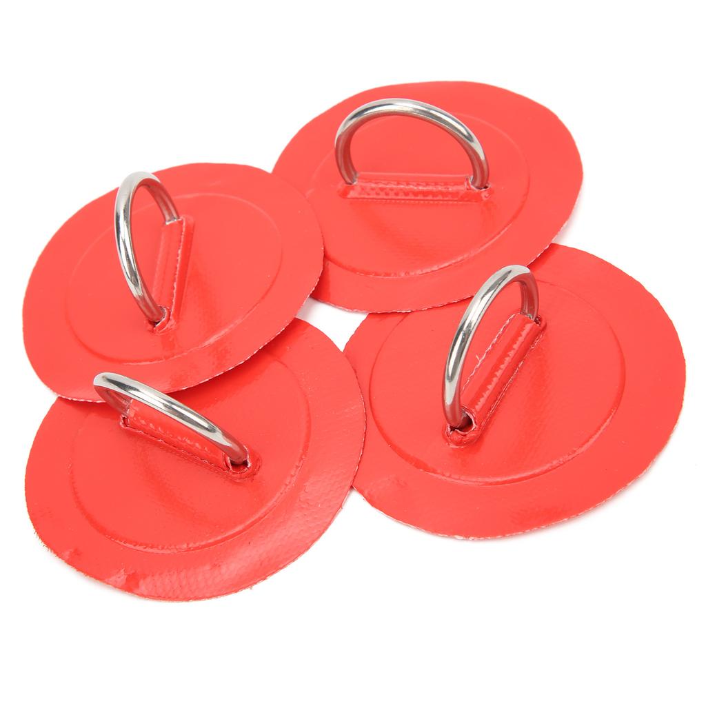 4 Pezzi Gommone DRing Pad Patch PVC Durevole Marino Acciaio Inossidabile Fibbia Fissa(Rosso )