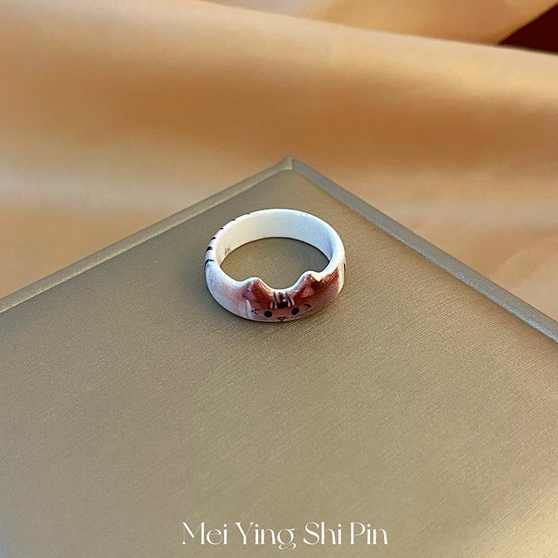 Cartoon niedliche Katze Tropfglasur Ring Nische kindlich High-End Zeigefingerring weiblich leichter Luxus einfacher Ring