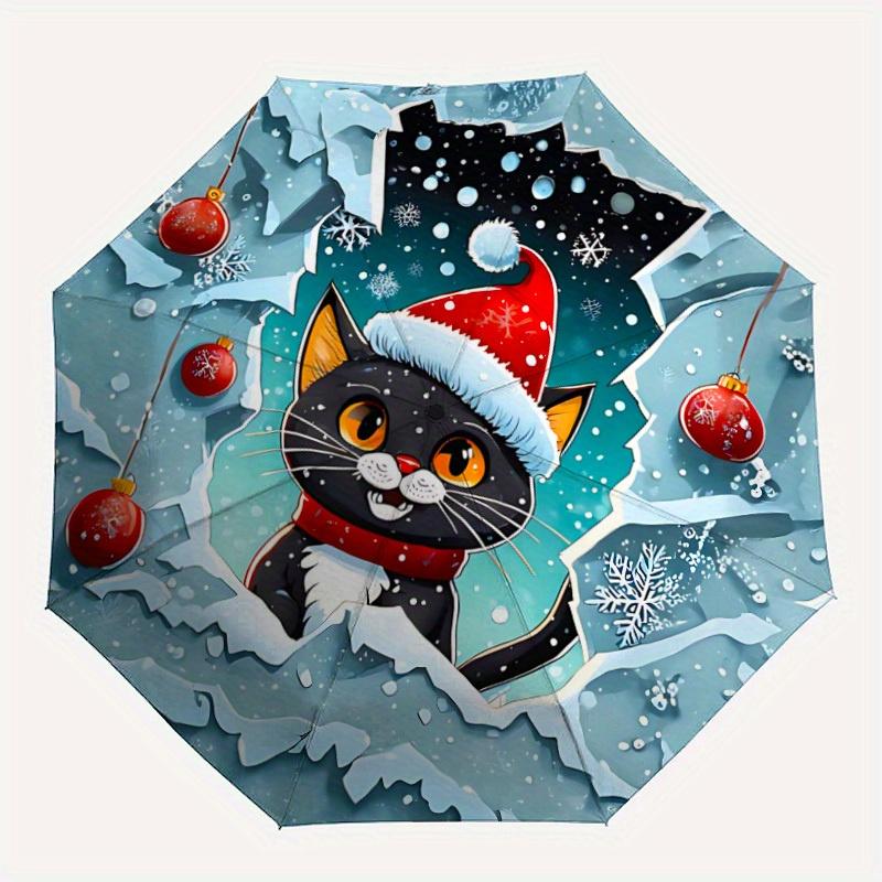 

1pc Christmas Cat Automatic Open/close, All-Season Portable Folding Umbrella for Friends, Travel, Everyday yy250812234