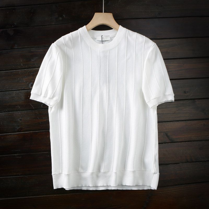 Cabinet Goods Are Not Expensive Offline 389+240G Heavy Men's Summer Thin Cool Feeling Skin-friendly Knitted Short sleeve T-shirt Base