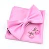 Einfarbiges Herren-Fliege-Taschentuch-Manschettenknopf-Set aus Polyester, Schmetterling, Hochzeit, Party, Abendessen, Zubehör