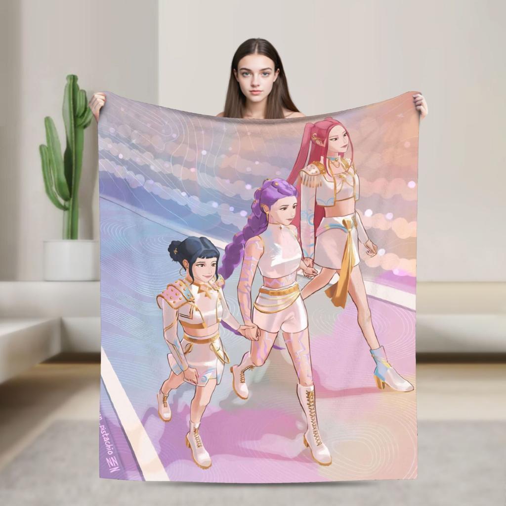 K-KPop Demons Hunters Blanket  Soft Fluffy Plush Throw Blanket For Children Living Room Flannel Bedspread Bed Cover