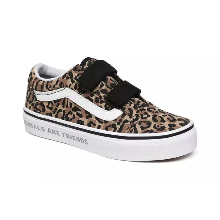 Vans Old Skool V Low Top Kids Skate Shoes Leopard Print Kids sneaker VN0A4BUVWKA