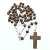 Cheap 6*7mm  Dark Brown Rosary Virgin Mary Rosaries Wooden Beads Religious Catholic Necklace Blank Cross Pendant in Stock