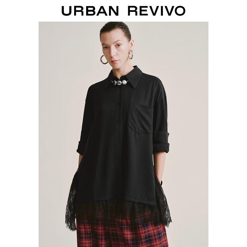 UR Winter 2025 Women s Lace-Trim Long Shirt M