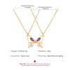 2Pcs Alloy Hollow Butterflies Pendant Necklace European American Zircon Inlay Friendship Couple Necklaces for Gift