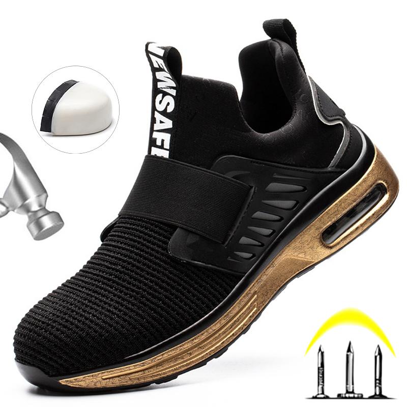 Atmungsaktive Sicherheitsschuhe für Herren, Zehenschutzkappe aus Kunststoff, leichte Schlupfschuhe, Arbeitsschuhe für Herren und Damen, Sicherheits-Sneakers für Herren