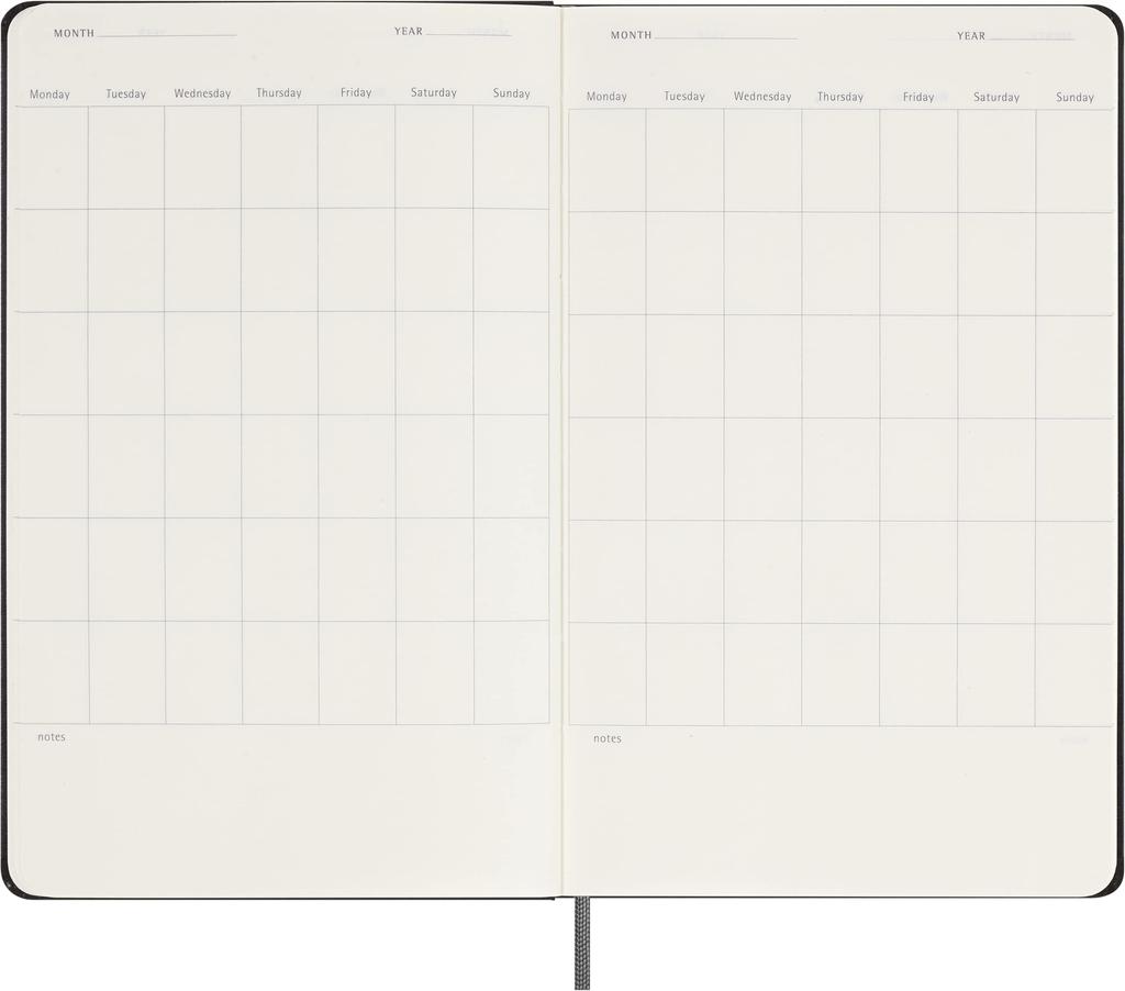 Moleskine Undated 12 Month Weekly Diary Hardcover Large Size wide x 21cm Black DUNDB12WN3 (13cm long)