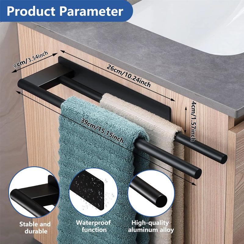 No Drill Brushed Stainless Steel Towel Rack Rust-Resistant Bathroom Towel Holder with Shelf Wall-Mounted Towel Bar