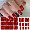 144Pcs Medium Short Square Press On Nails Medium Oval Fake Fingertips  for Holiday Party