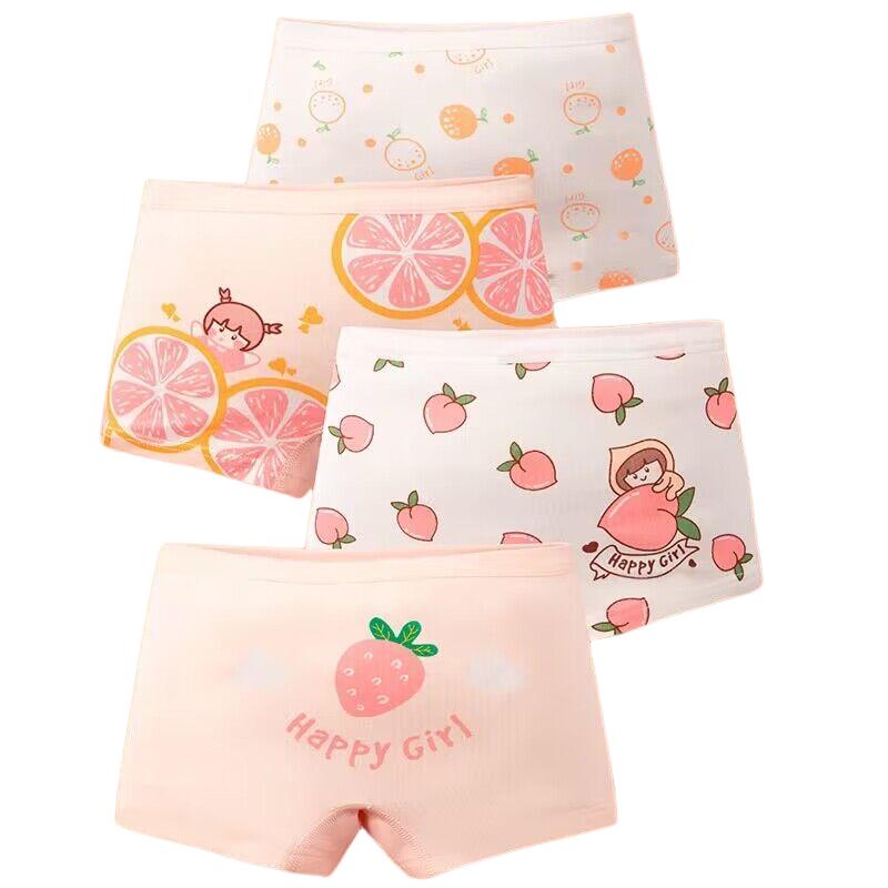 4pc/lot Girls Cotton Underwear Boxers Pant Soft Comfortable Cute Girls Underwear