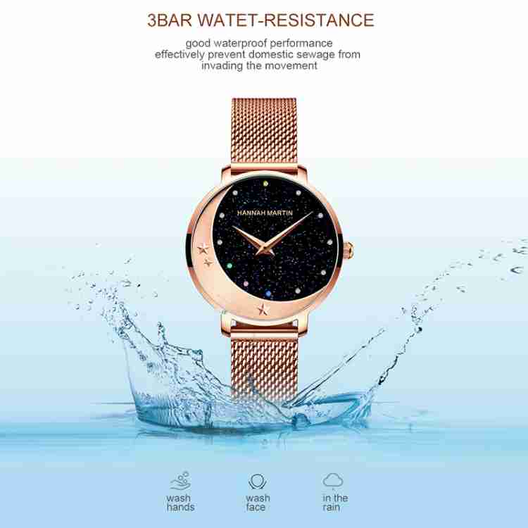 Luxury Women Wrist Watch Quartz Movement Wristwatch Moon Stars Night Flash Watches for Women