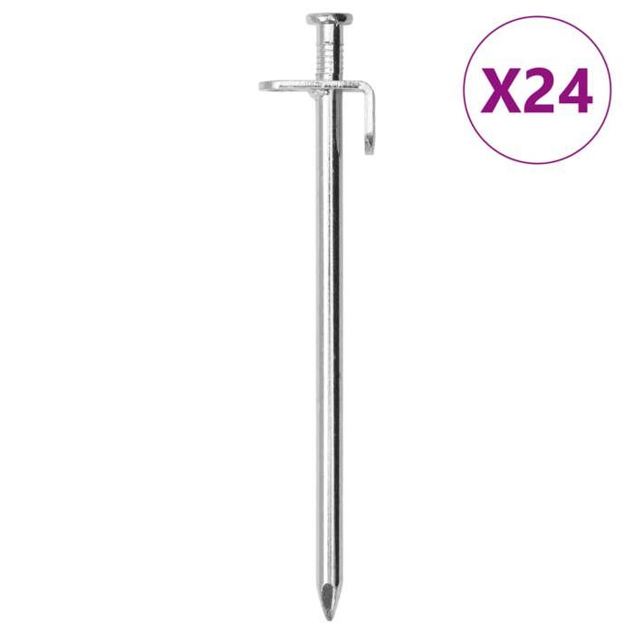 VidaXL Piquets de tente 24 pcs 19,5 cm 8 mm acier galvanisé, piquet de sol, piquet de tente en métal, piquet de tente en 4009358